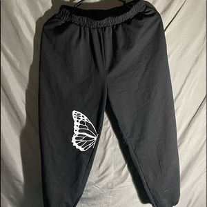 black butterfly shein sweatpants, size medium
